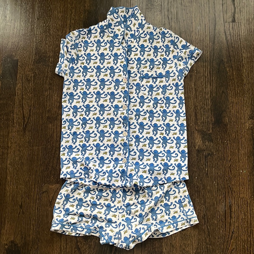 roller rabbit blue monkey short pajamas